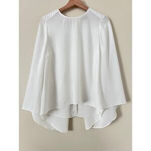 Robert Rodriguez Designer Women's Blouse Top Shirt White Couture Flowy 4 Cape